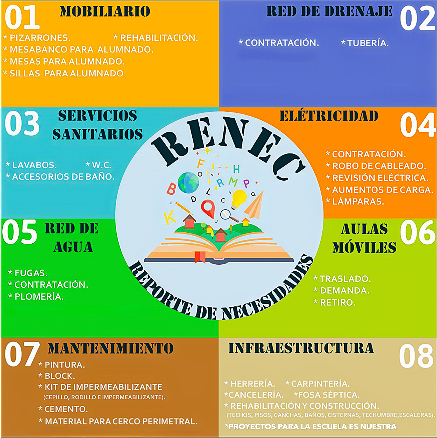 Descripción de necesidades que puede reportar en el sistema RENEC