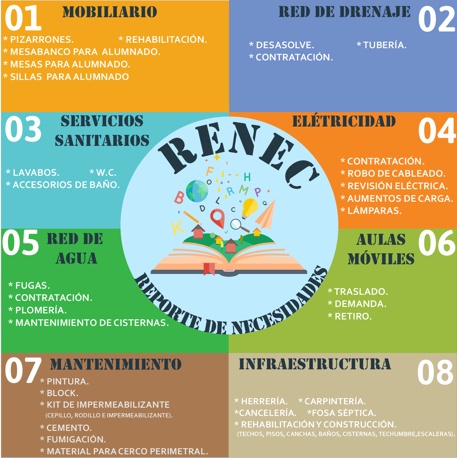 Descripción de necesidades que puede reportar en el sistema RENEC